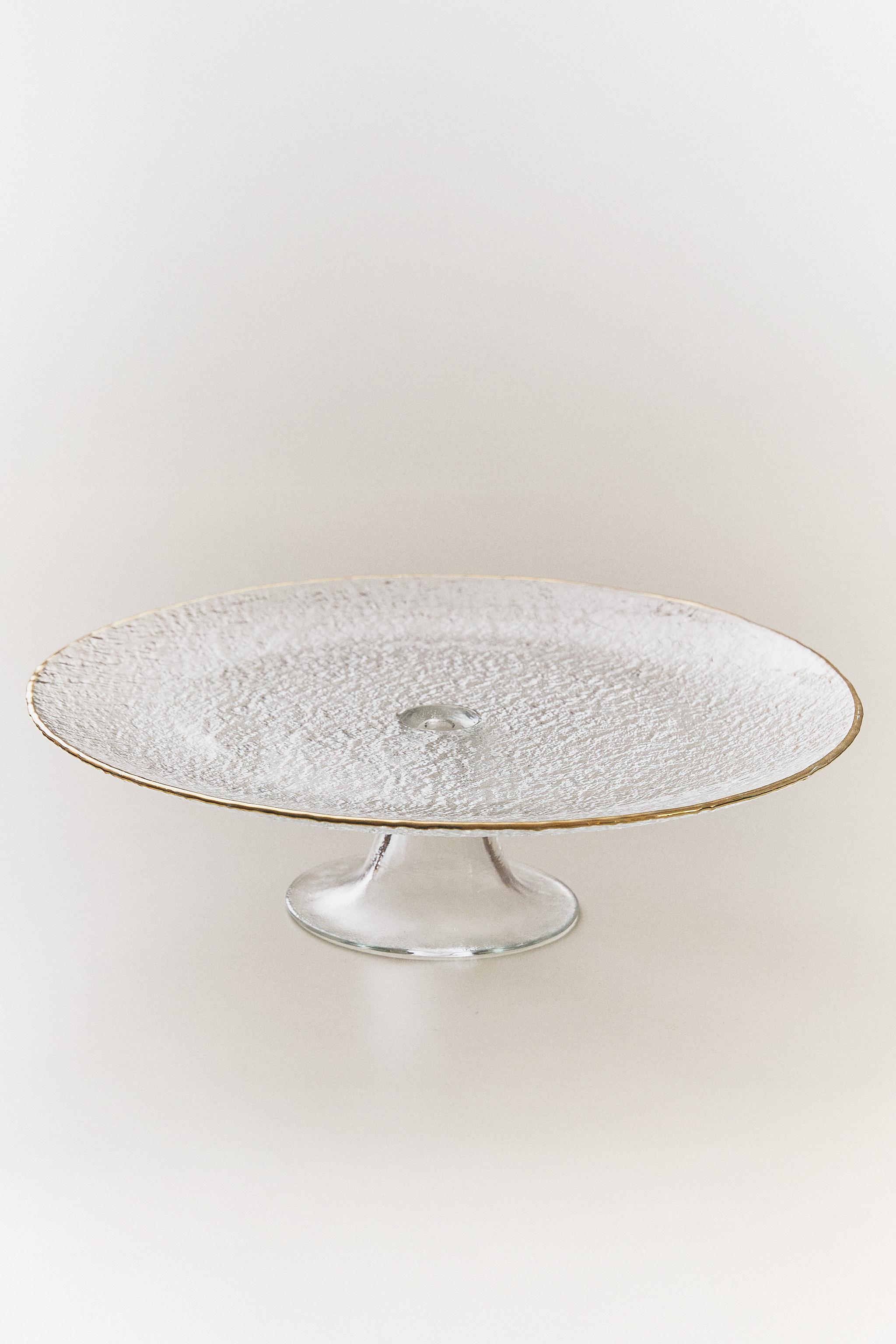 PLAT EN VERRE RELIEF FILET DORÉ